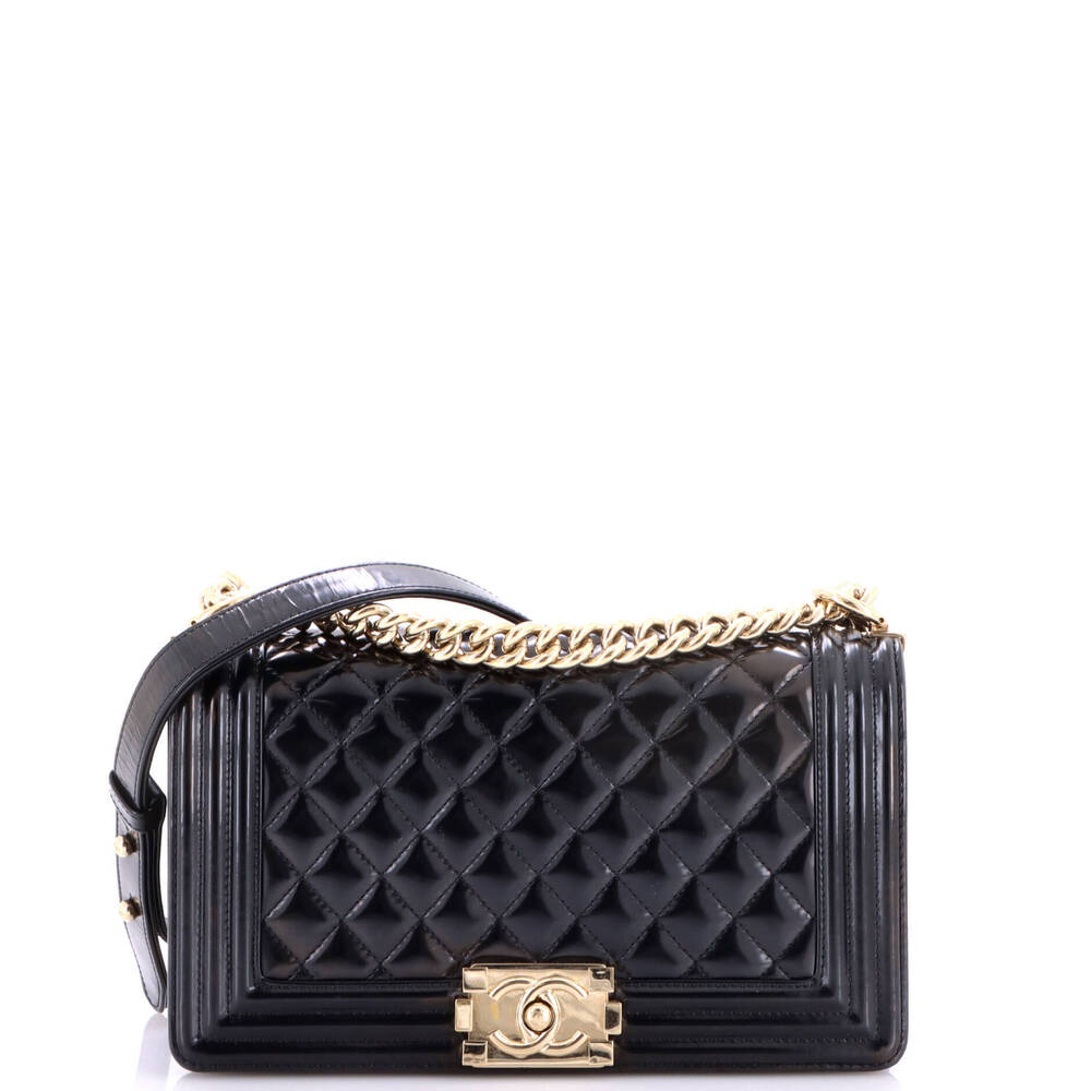 Chanel Old Medium Boy Flap Bag Quilted Iridescent Glazed Calfskin
